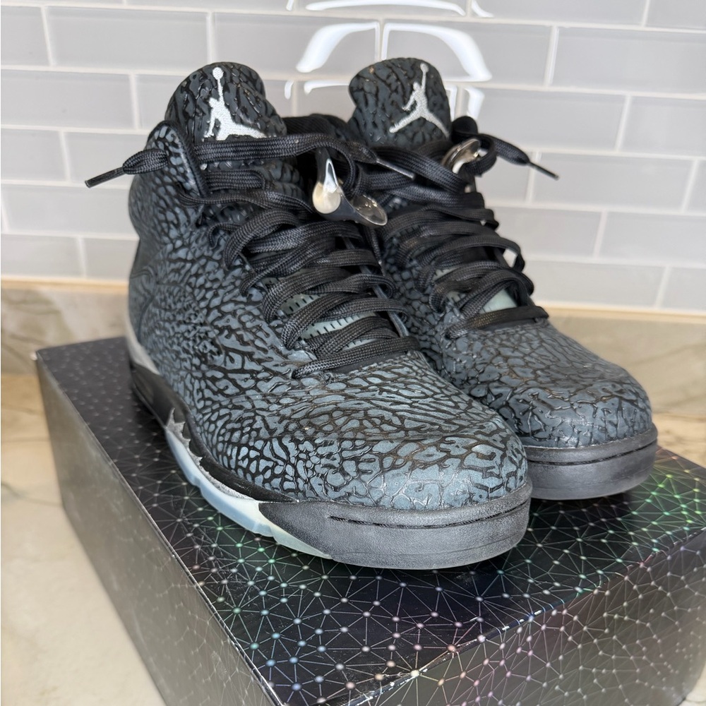 Authentic Air Jordan 3Lab5 Black Elephant Print Sneakers Men’s Used Sz 10.5 wbox - Picture 5 of 13